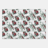 ヴィンテージ花鳥クリスマス ラッピングペーパーシート (正面3)