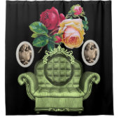 ヴィンテージ花黒シャワーカーテン シャワーカーテン (正面)