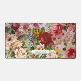 ヴィンテージ花2コラージュ デスクマット