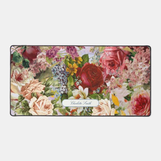 ヴィンテージ花2コラージュ デスクマット (正面)