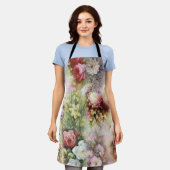 ヴィンテージ花 エプロン (着用した状態)