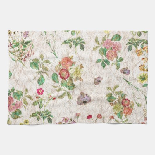 ヴィンテージ花 キッチンタオル (横)