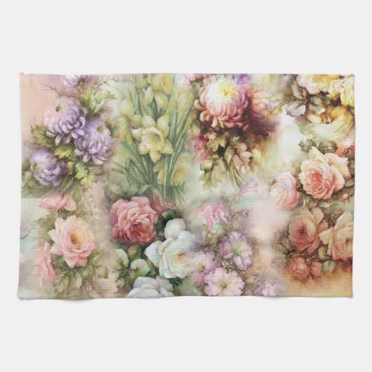 ヴィンテージ花 キッチンタオル (横)