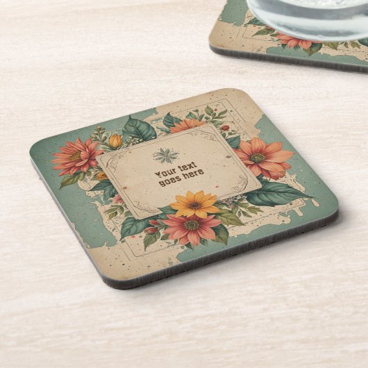 ヴィンテージ花 コースター (左側)