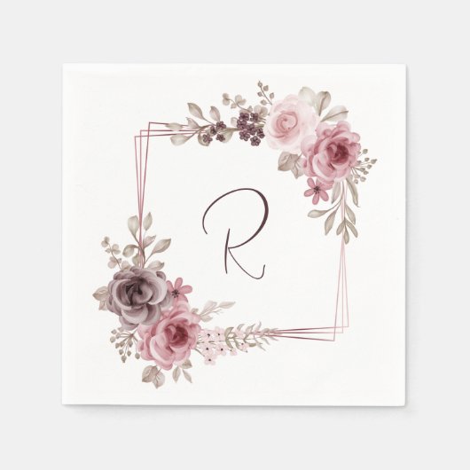 ヴィンテージ花 スタンダードカクテルナプキン (正面)