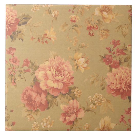 ヴィンテージ花 タイル (正面)