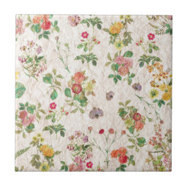 ヴィンテージ花 タイル