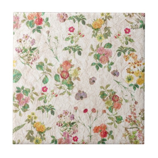 ヴィンテージ花 タイル (正面)