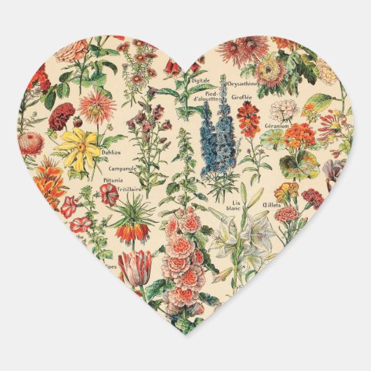 ヴィンテージ花 ハートシール (正面)