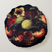 ヴィンテージ花 ラウンドクッション (裏面)