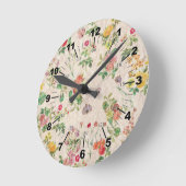 ヴィンテージ花 ラウンド壁時計 (傾斜)