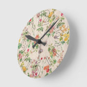 ヴィンテージ花 ラウンド壁時計 (傾斜)