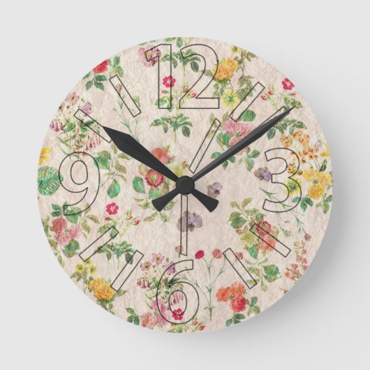 ヴィンテージ花 ラウンド壁時計 (正面)