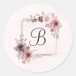 ヴィンテージ花（淡いピンク） ラウンドシール