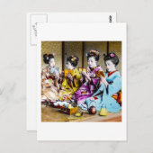 ヴィンテージ芸者がお茶の日本でメイク ポストカード (正面/裏面)