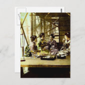 ヴィンテージ芸者が日本の昔の夕食で一緒に食事 ポストカード (正面/裏面)