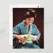 ヴィンテージ芸者が日本酒杯に登場|過去記事 ポストカード (正面/裏面)