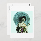 ヴィンテージ芸者と日傘 ポストカード (正面/裏面)
