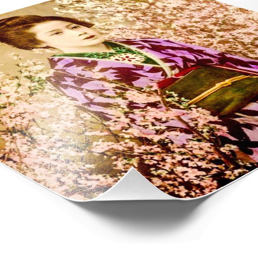 ヴィンテージ芸者のさくらんぼ花 フォトプリント (角)
