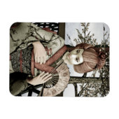 ヴィンテージ芸者着物ファンイラスト マグネット (横)