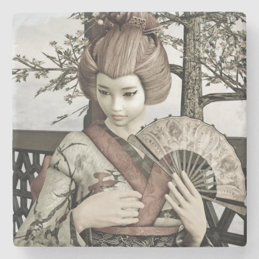 ヴィンテージ芸者 ストーンコースター (正面)