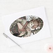 ヴィンテージ芸者 楕円形シール (封筒)