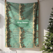 ヴィンテージ芸術的クリスマスカロールズパステルグリーン フリースブランケット