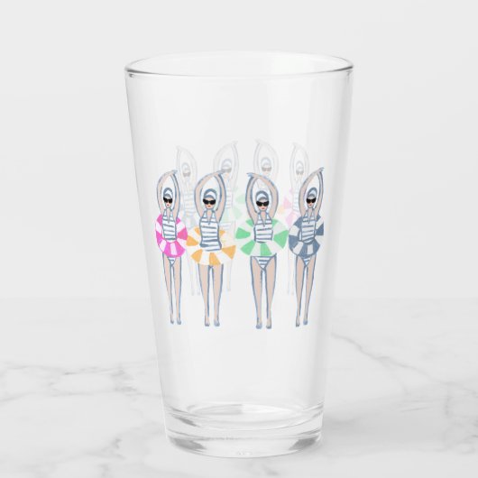 ヴィンテージ芸術的スイミング泳ぐ人スイムガラス タンブラーグラス (裏面)