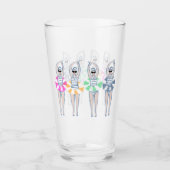 ヴィンテージ芸術的スイミング泳ぐ人スイムガラス タンブラーグラス (正面)