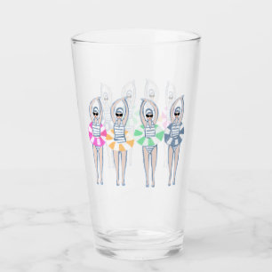 ヴィンテージ芸術的スイミング泳ぐ人スイムガラス タンブラーグラス