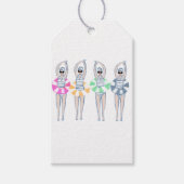 ヴィンテージ芸術的スイミング泳ぐ人スイムリングや輪プール ギフトタグ (正面)