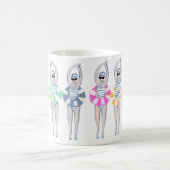 ヴィンテージ芸術的スイミング泳ぐ人スイムリングや輪プール コーヒーマグカップ (中央)