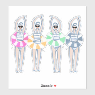 ヴィンテージ芸術的スイミング泳ぐ人スイムリングや輪プール シール