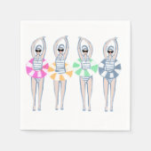 ヴィンテージ芸術的スイミング泳ぐ人スイムリングや輪プール スタンダードカクテルナプキン (正面)