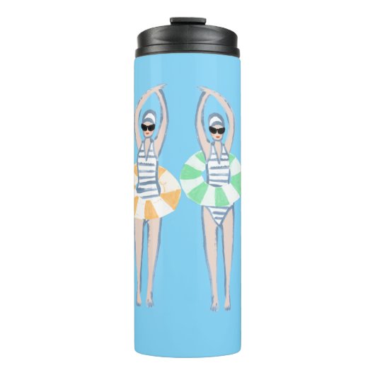 ヴィンテージ芸術的スイミング泳ぐ人スイムリングや輪プール タンブラー (正面)