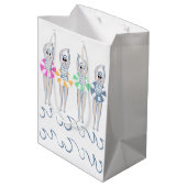 ヴィンテージ芸術的スイミング泳ぐ人スイムリングや輪プール ミディアムペーパーバッグ (裏面アングル)