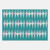 ヴィンテージ芸術的スイミング泳ぐ人スイムリングや輪プール ラッピングペーパーシート (正面3)