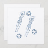 ヴィンテージ芸術的スナイクロ泳ぐ人イラストレーション サンキューカード (正面/裏面)