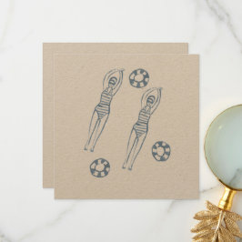 ヴィンテージ芸術的スナイクロ泳ぐ人イラストレーション サンキューカード