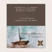 ヴィンテージ芸術的セーリングボートシー絵画スケープ 名刺 (外部フラット)