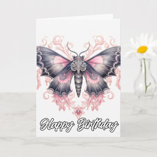 ヴィンテージ芸術的バタフライアート | ハッピーバースデー カード (小さな植物)