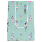 ヴィンテージ芸術的泳ぐ人プール ミディアムペーパーバッグ (裏面)