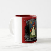 ヴィンテージ若いハロウィーンの魔女 ツートーンマグカップ (正面左)