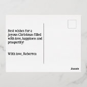 ヴィンテージ若い女性レッドブラッククリスマスツリードア 箔シーズンポストカード (裏面)