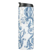 ヴィンテージ英語コテージフローラエレガントブルーホワイト タンブラー (回転右)