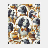 ヴィンテージ英語セッターイラストレーション フリースブランケット (正面)