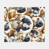 ヴィンテージ英語セッターイラストレーション フリースブランケット (正面(横))