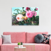 ヴィンテージ英語バラフローラプリントシャビーシック キャンバスプリント (インサイチュ (リビング))