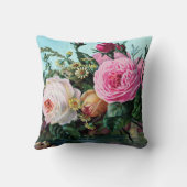 ヴィンテージ英語バラフローラプリントシャビーシック クッション (裏面)