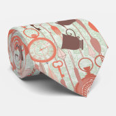 ヴィンテージ茶の時間パターン ネクタイ (ロール)